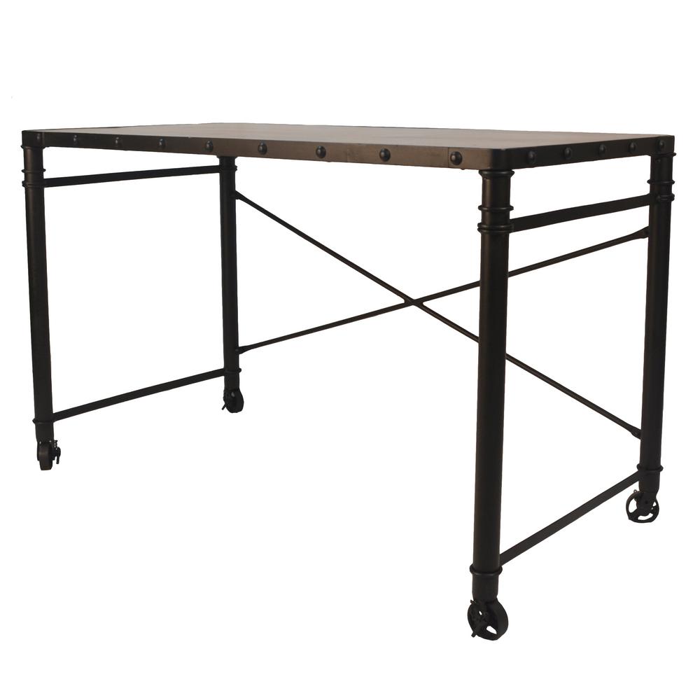 Ina Forge Caileen Chestnut And Black Writing Desk With Casters Ina Forge Caileen Chestnut And Black Writing Desk With Casters