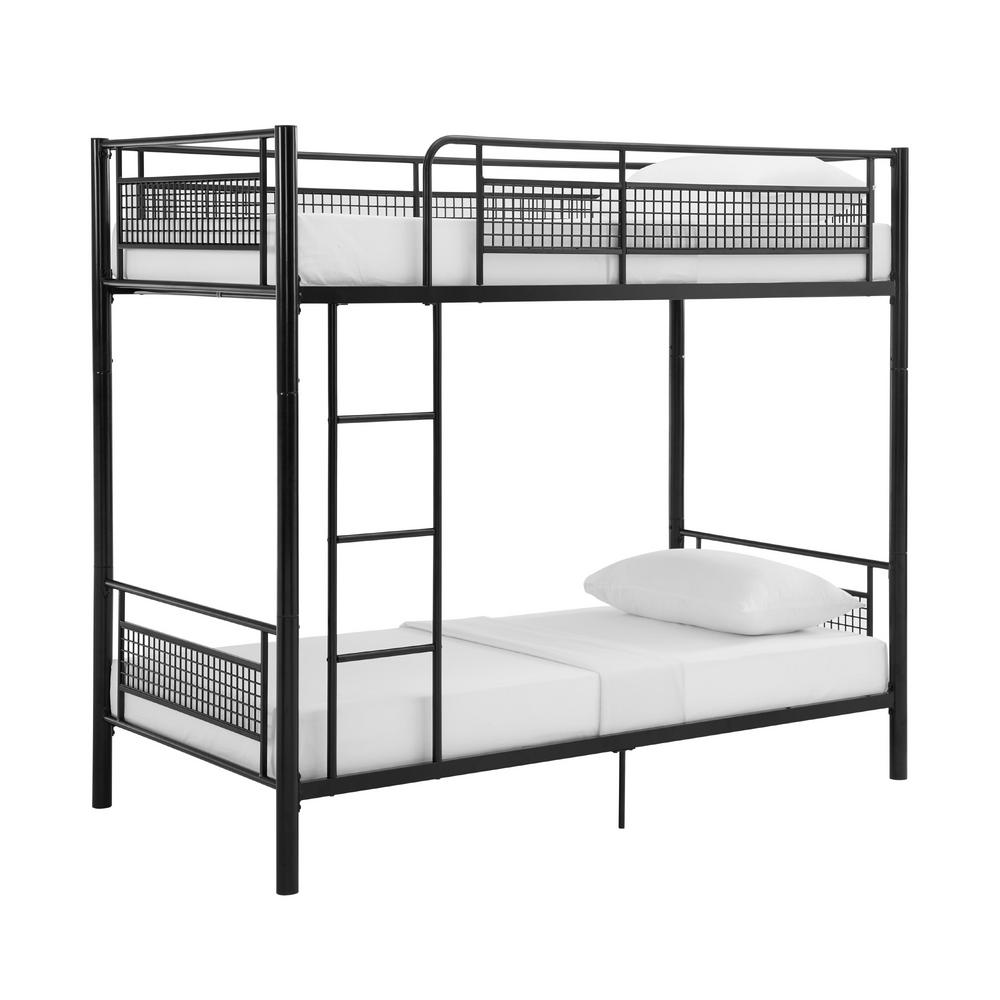 black and white bunk beds