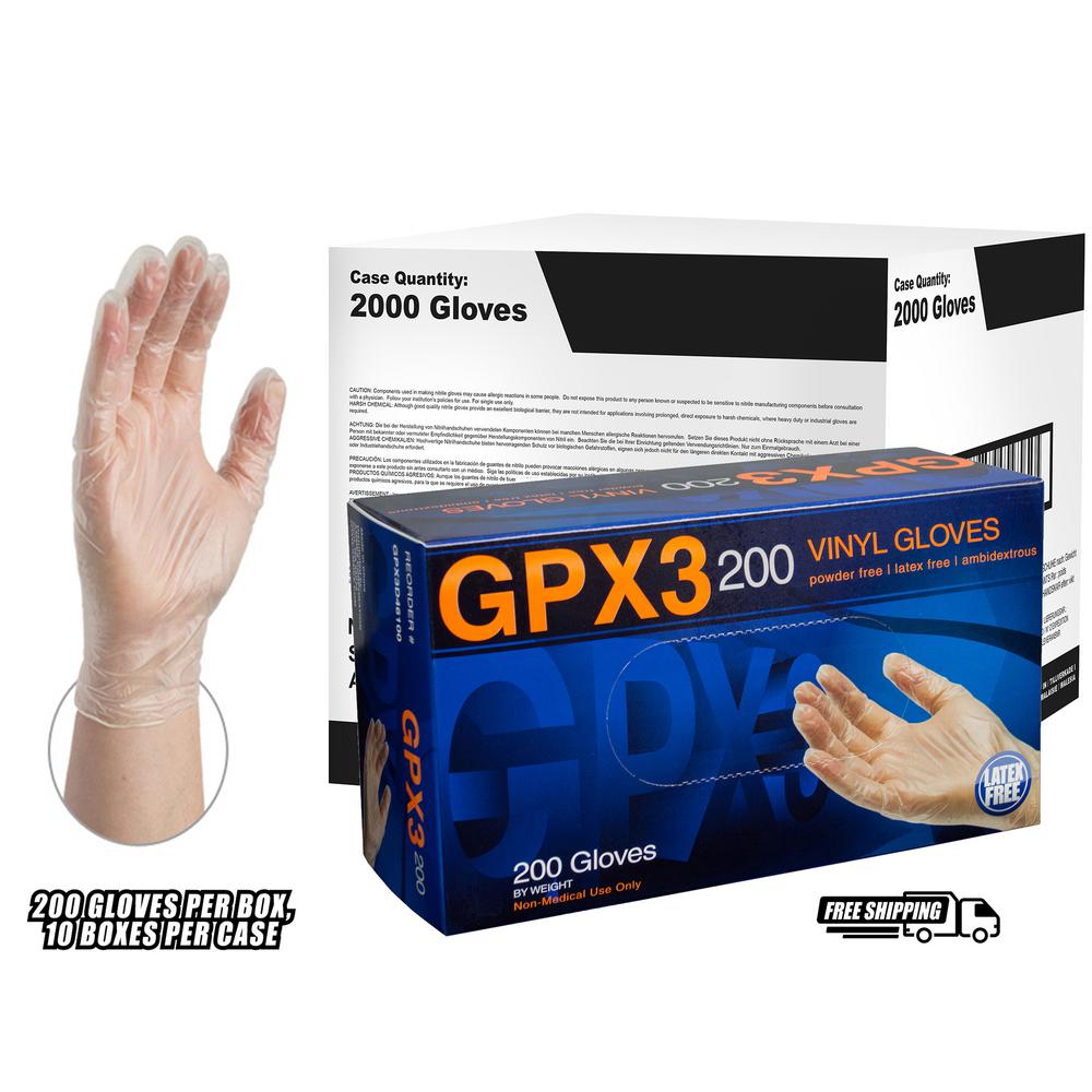 AMMEX GPX3D Clear Vinyl Industrial Latex Free Disposable Gloves (Case