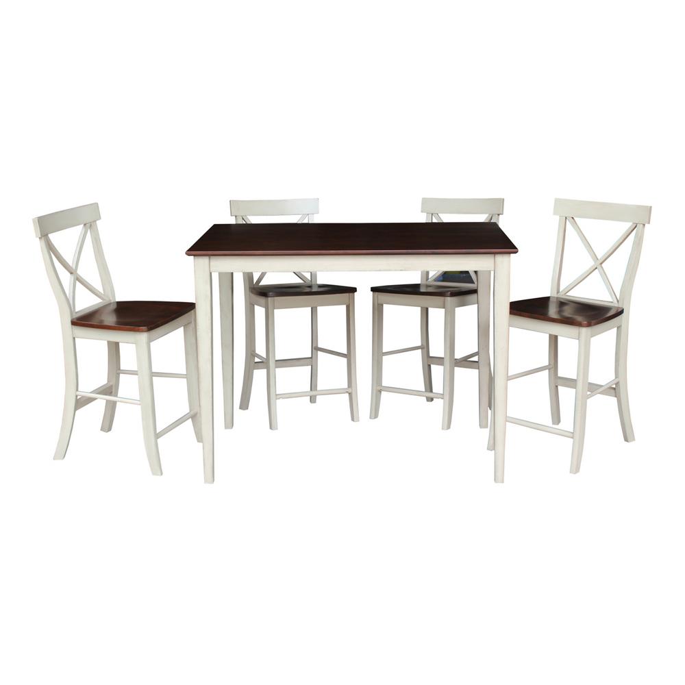 5 Piece Almond And Espresso Bar Table Set 5 Piece Almond And Espresso Bar Table Set