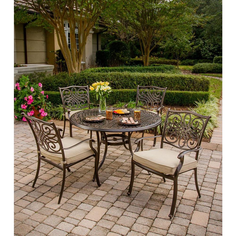 Hanover Traditions 5-Piece Patio Outdoor Dining Set with 4 ...