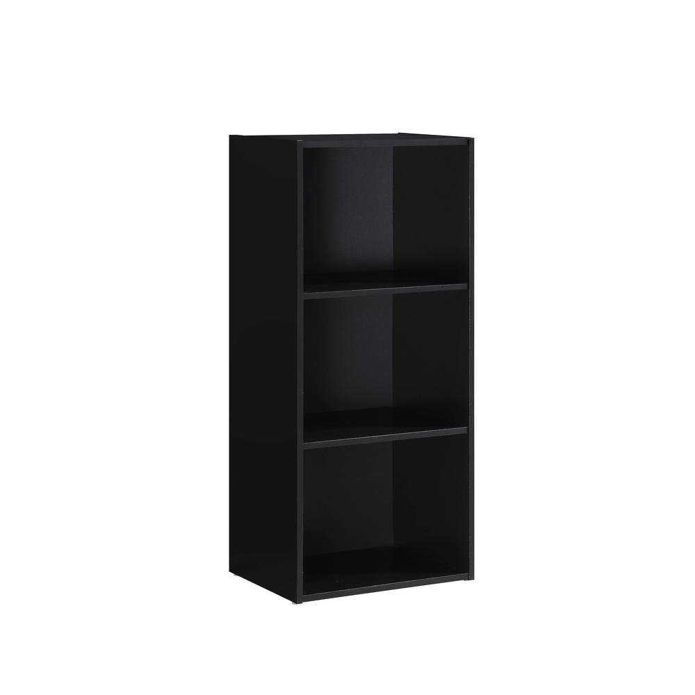 Hodedah 3 Shelf 36 In H Black Bookcase Hid23 The Home Depot