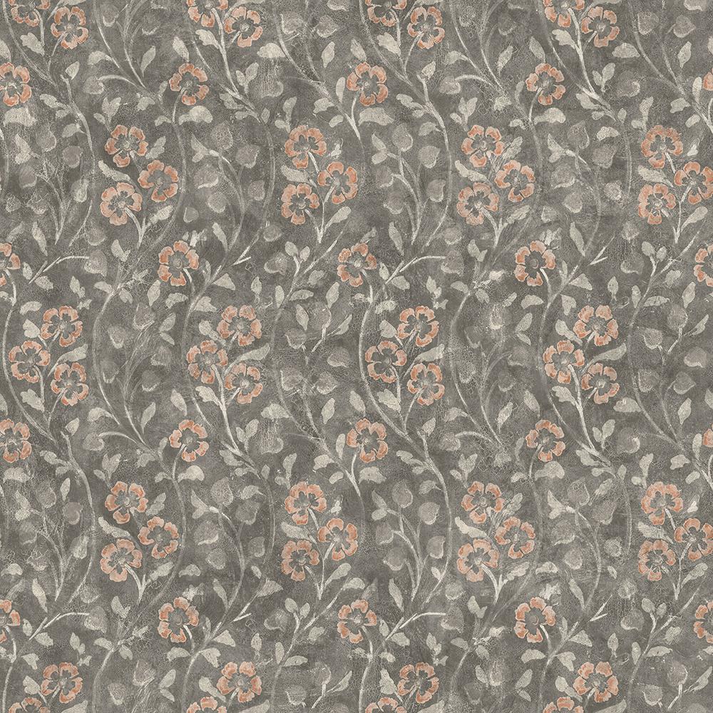 Chesapeake 8 in. x 10 in. Patsy Charcoal Floral Wallpaper Sample 3119 ...