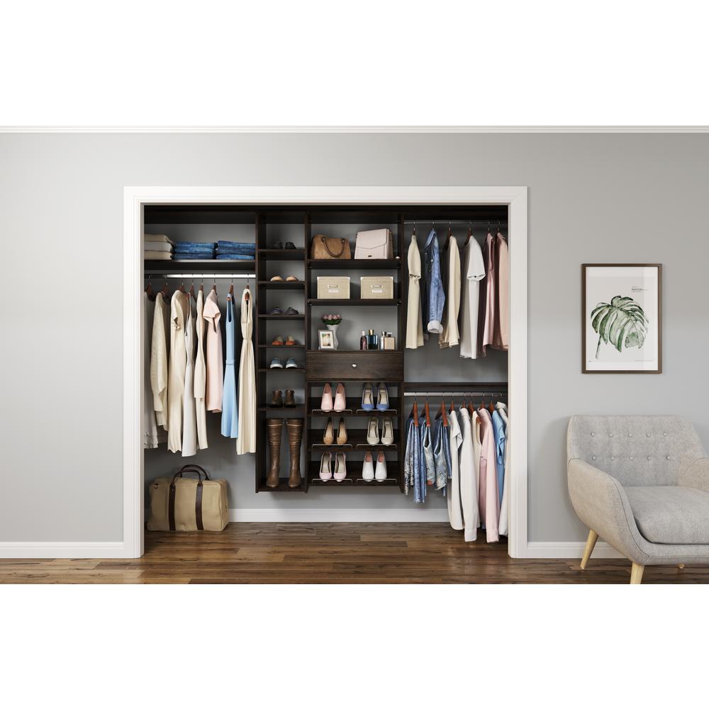 Closet Evolution 14 in. D x 108 in. W x 72 in. H Espresso Wood Closet KitTR33 The Home Depot