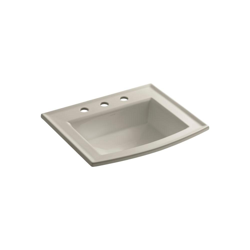 Basalt KOHLER K-2917-4-FT Radiant Drop-In Bathroom Sink with 4 Centerset Faucet Holes