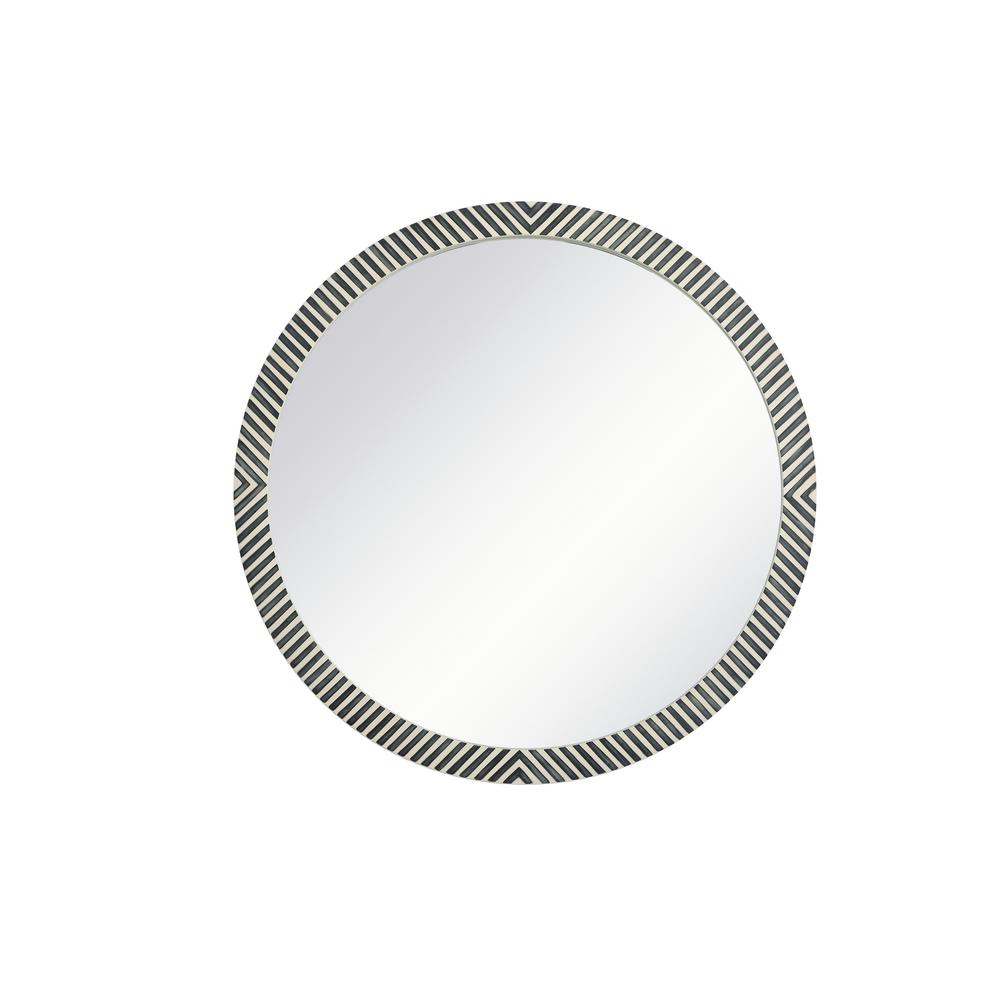 Litton Lane Large Round Natural Brown Contemporary Mirror (48 in. H x