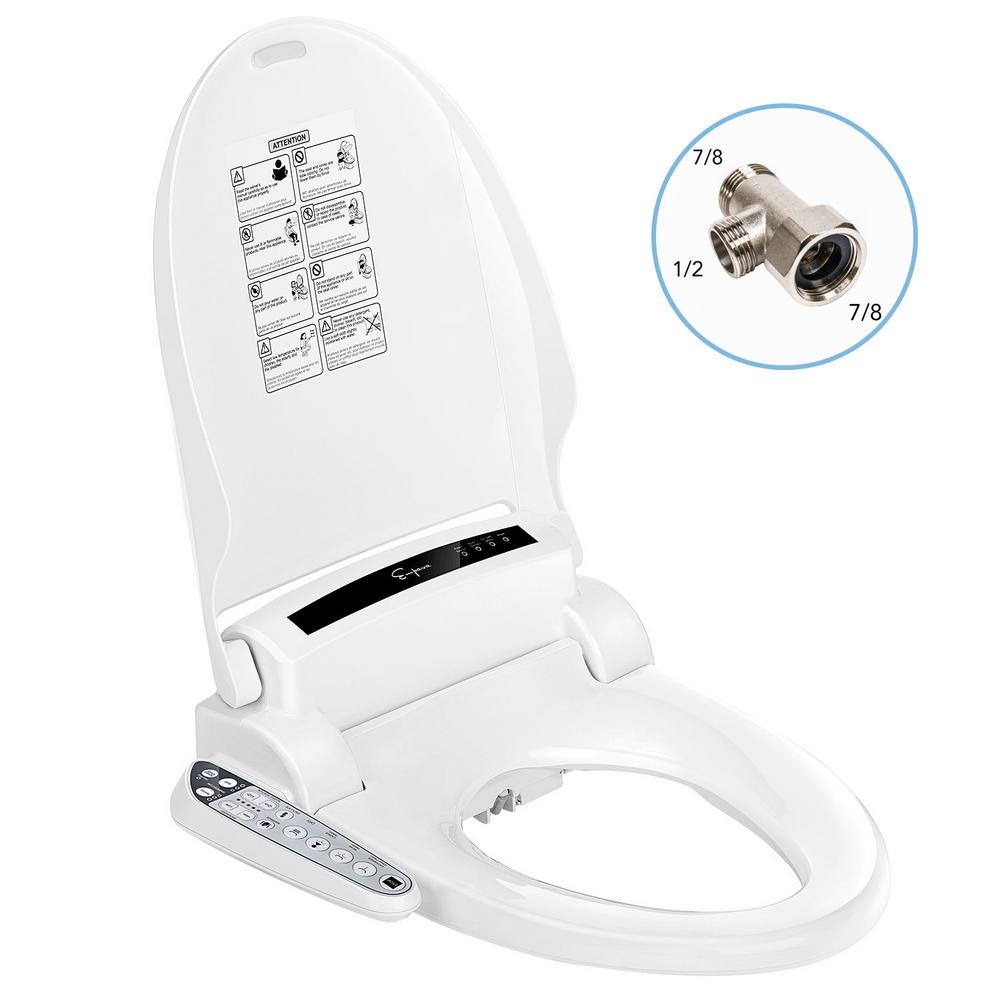 Empava Elongated Open Front Electric Toilet Seat in White Heated