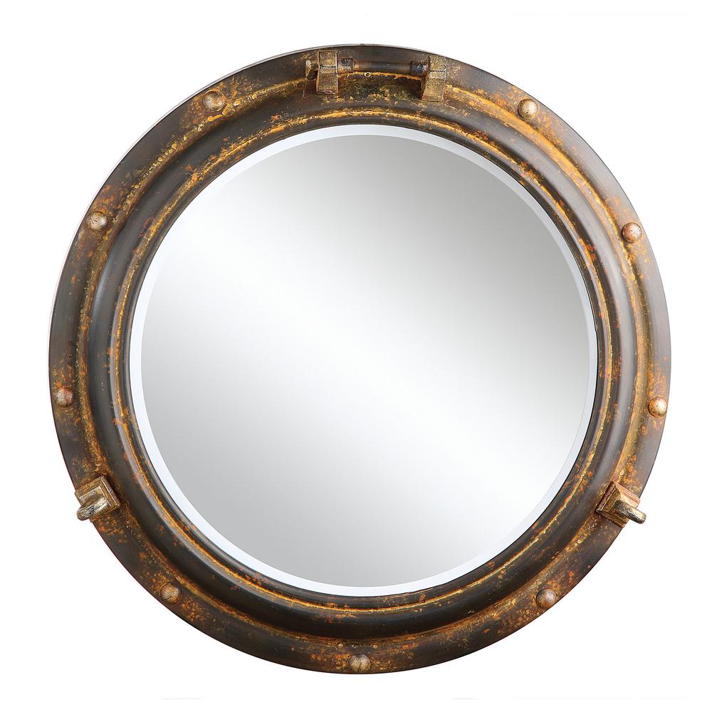 3R Studios Aiden Grey and Rust Framed MirrorDA0084 The Home Depot