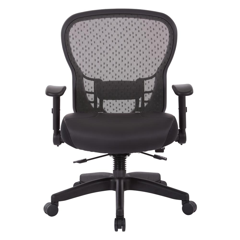 Office Star Products Black Matrix Ergonomic Office Chair In Bonded Leather With Memory Foam Plush Seat 529 Me3r2n6f2 The Home Depot