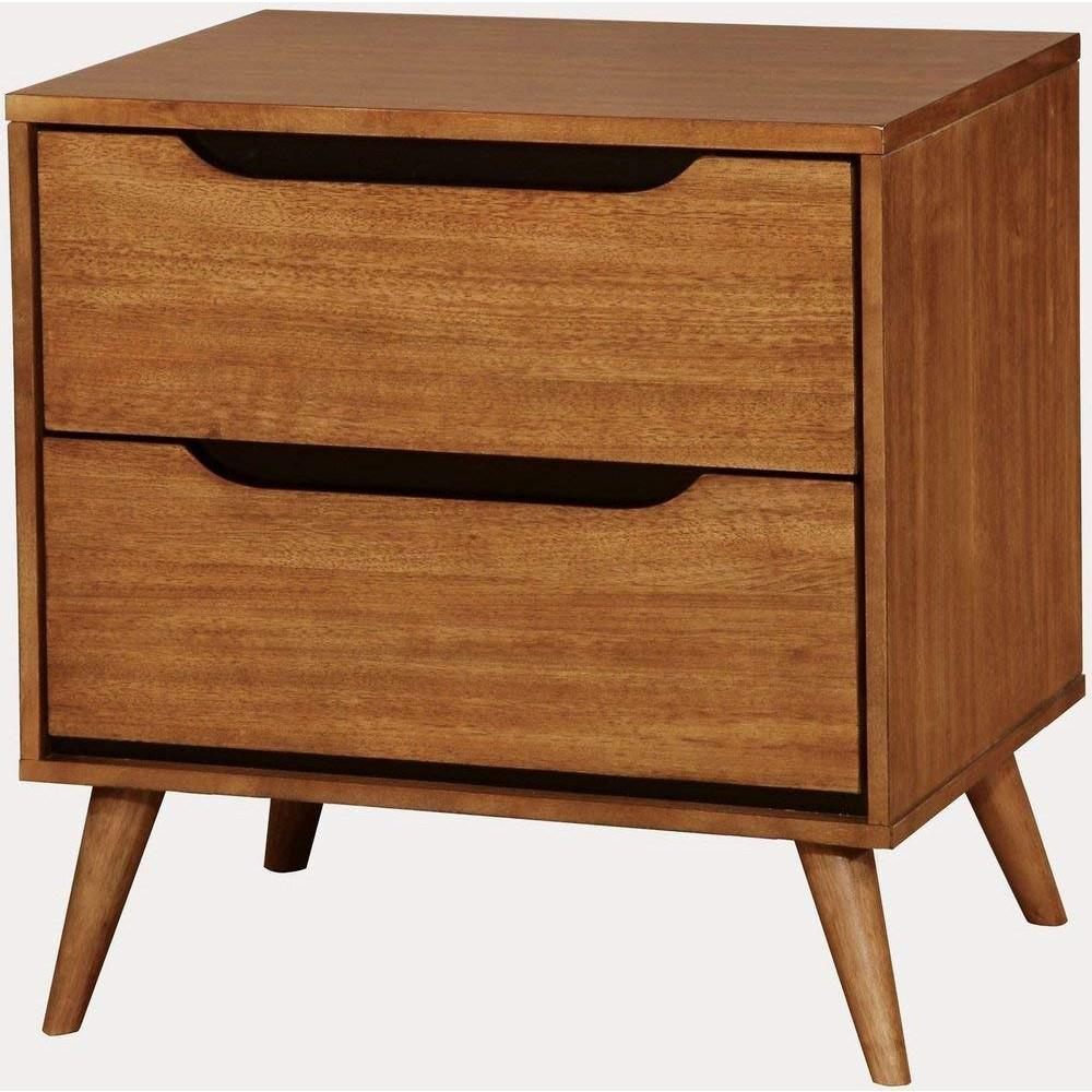 Benzara 2-Drawer Brown Mid-Century Modern Nightstand-BM123111 - The