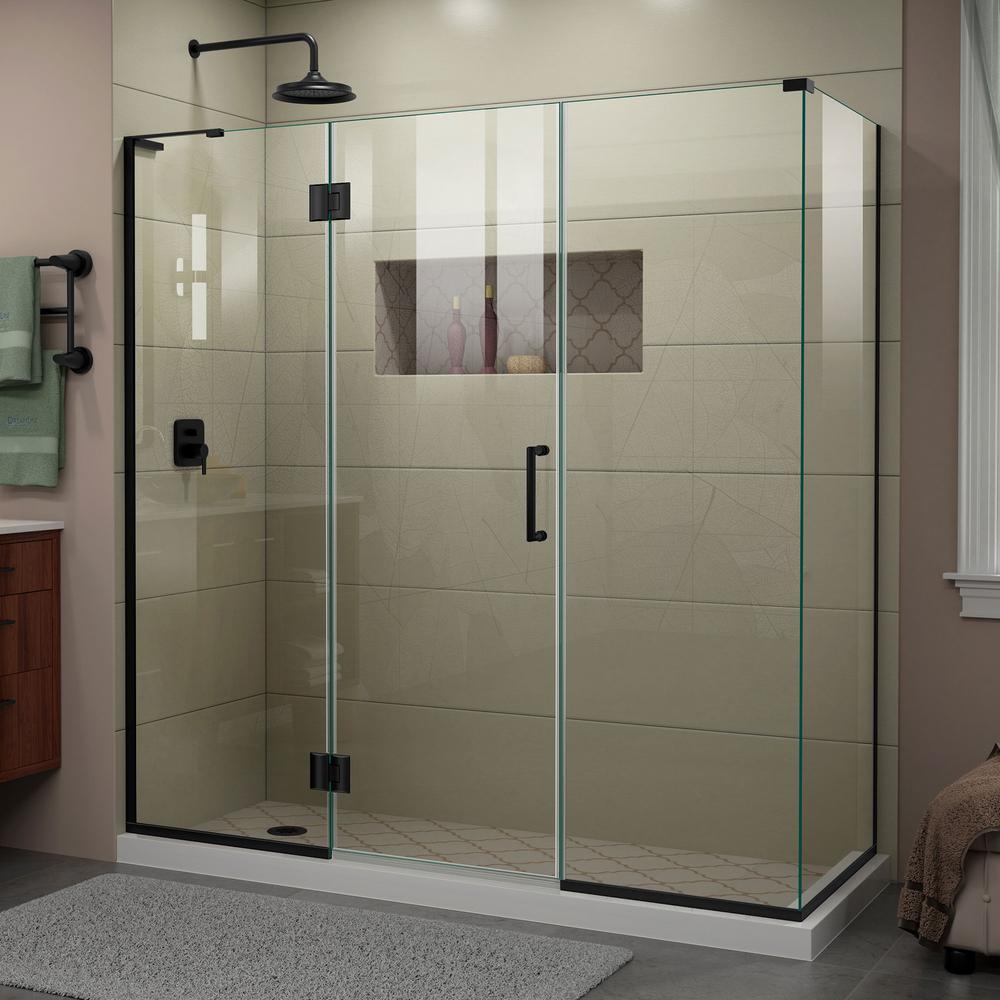 DreamLine Unidoor-X 70 in. W x 30-3/8 in. D x 72 in. H Frameless Hinged Shower Enclosure in Satin Black