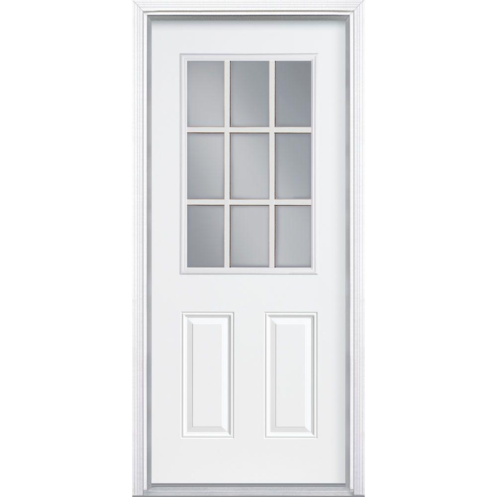 Masonite 30 in. x 80 in. Premium 9 Lite Primed White Left