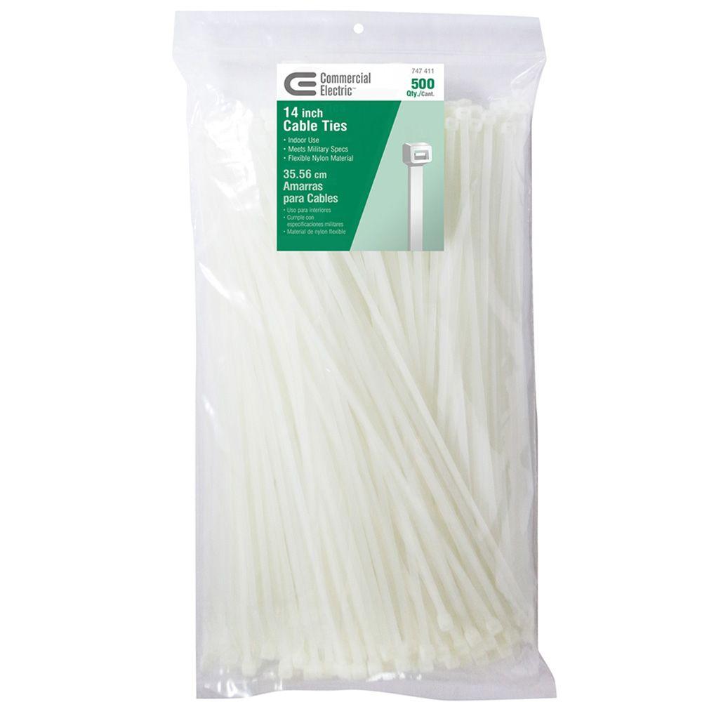 Commercial Electric 14 in. Cable Tie Natural (500Pack)GT370ST(500) The Home Depot