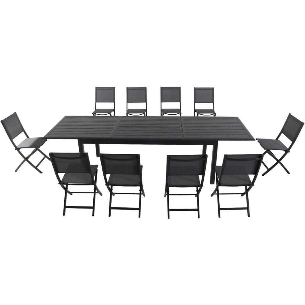 Cambridge Bryn 11 Piece Aluminum Outdoor Dining Set With 10 Folding Sling Chairs And An Expandable 40 In X 118 In In Table