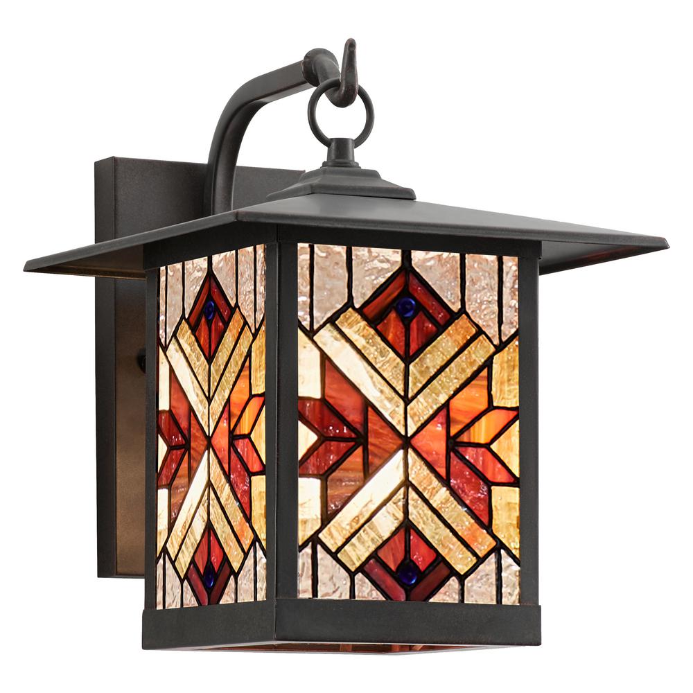 River of Goods Alesun 1Light Oil Rubbed Bronze Outdoor Stained Glass