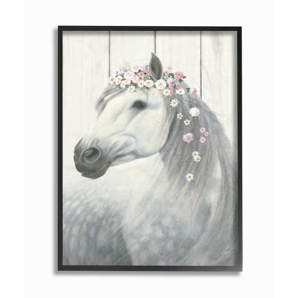 11 In X 14 Spirit Stallion Horse With Flower Crown By James Wiens Wood Framed Wall Art