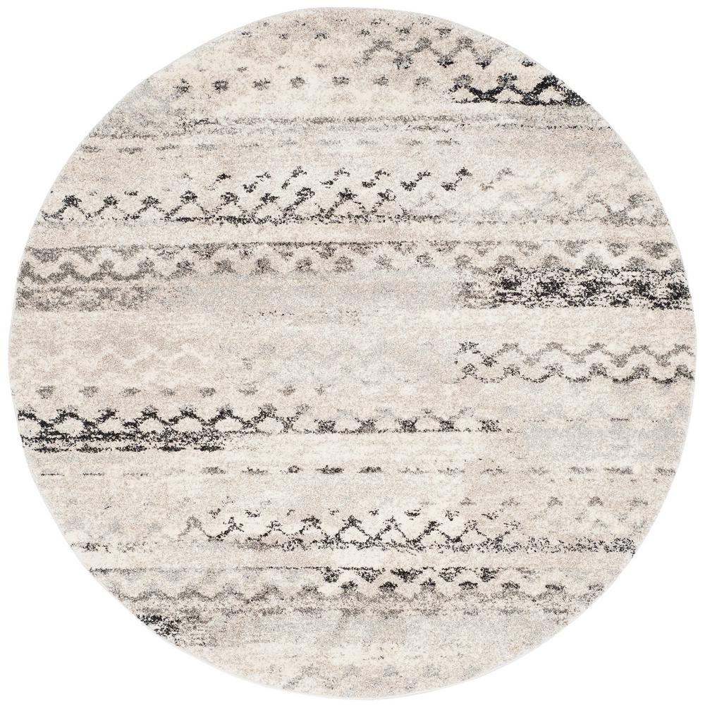 Safavieh Retro Cream Gray 4 Ft X Round Area Rug