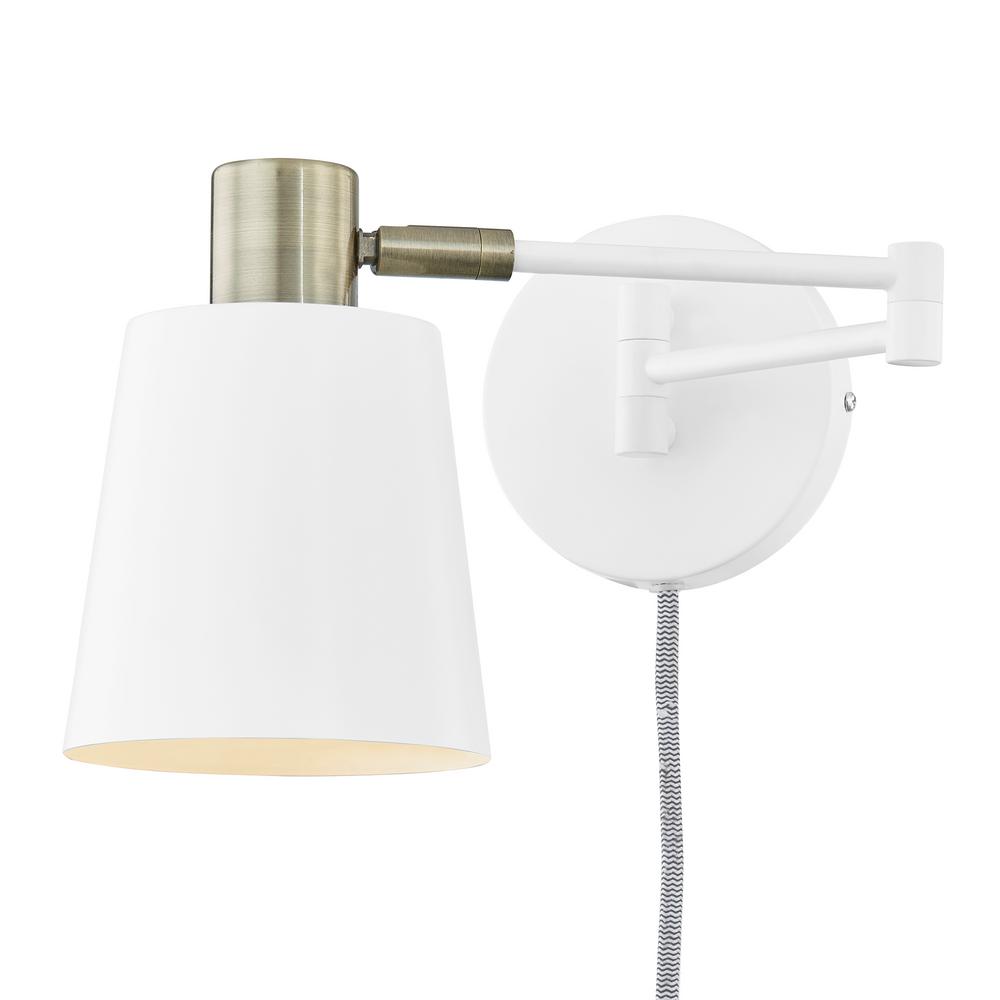 Light Society Alexi Plug-In Wall Sconce in White-LS-W280-WH - The Home Depot