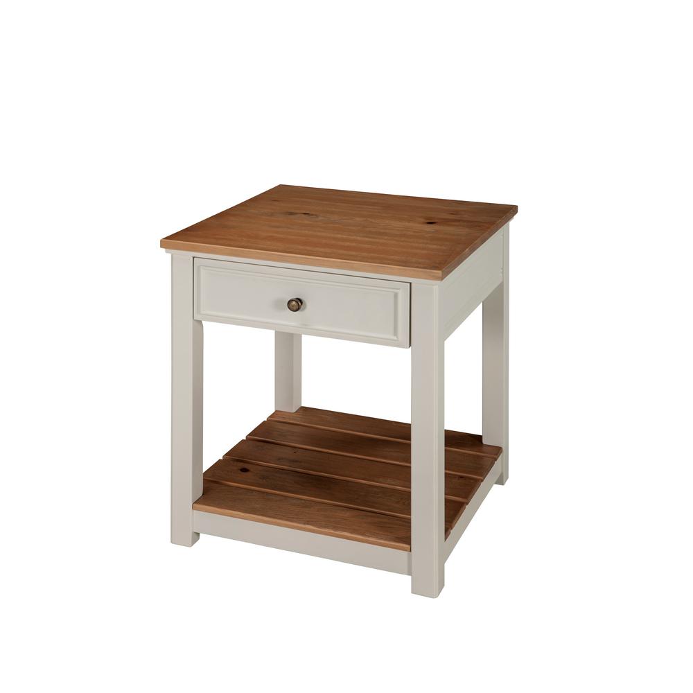 Alaterre Furniture Savannah End Table Ivory With Natural Wood Top Alaterre Furniture Savannah End Table Ivory With Natural Wood Top