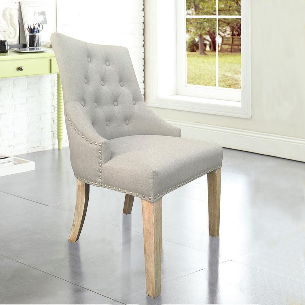 Beige Sexy Back Dining Chair with Copper Nails (Set of 2)DWC506BG
