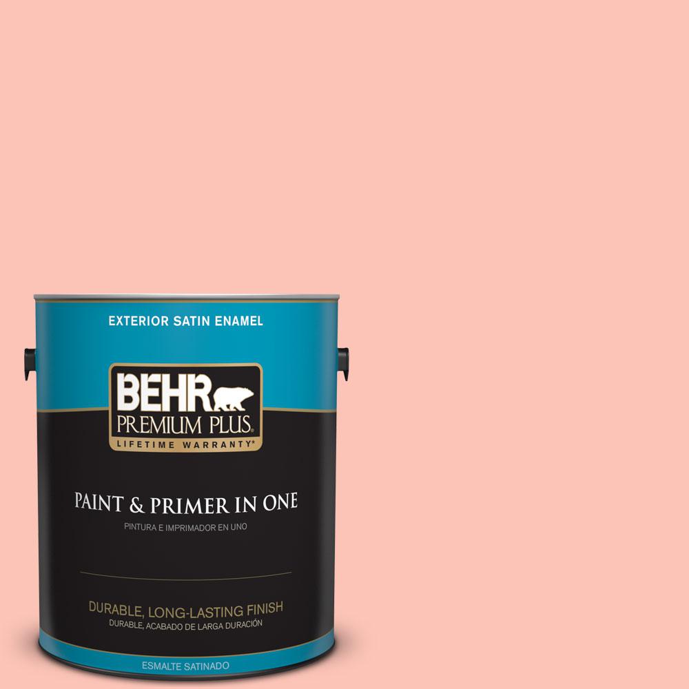 BEHR Premium Plus 1gal. 190A3 Salmon Peach Satin Enamel Exterior Paint905001 The Home Depot
