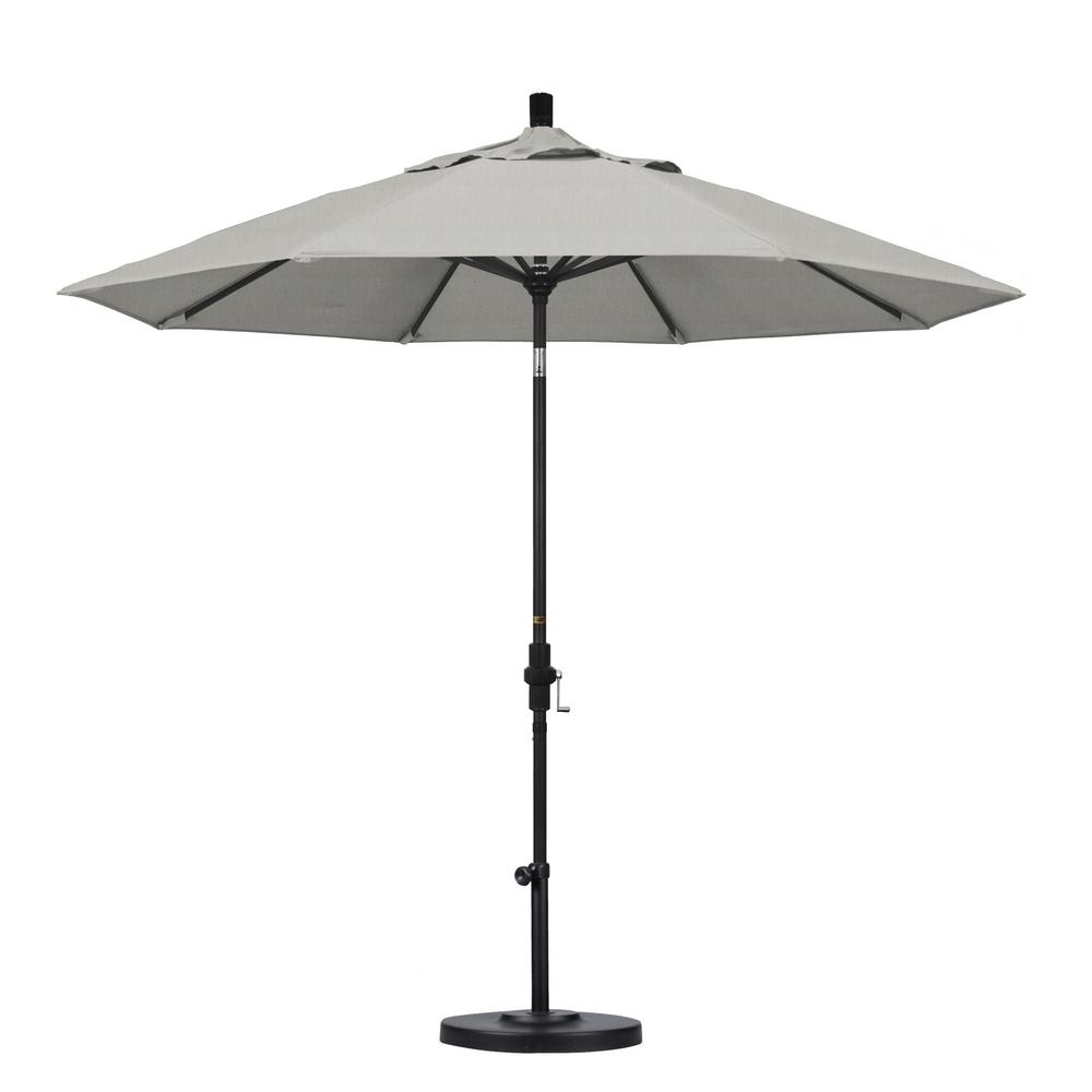 California Umbrella 9 Ft Black Aluminum Pole Market Aluminum Ribs Collar Tilt Crank Lift Patio Umbrella In Granite Sunbrella Gscu908302 5402 The Home Depot