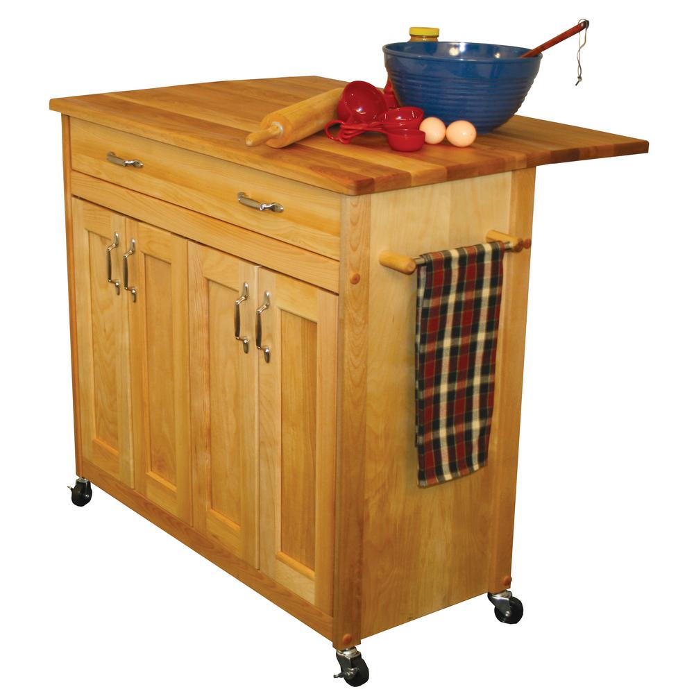 Catskill Craftsmen Natural Wood Kitchen Cart With Drop Leaf 51538 Catskill Craftsmen Natural Wood Kitchen