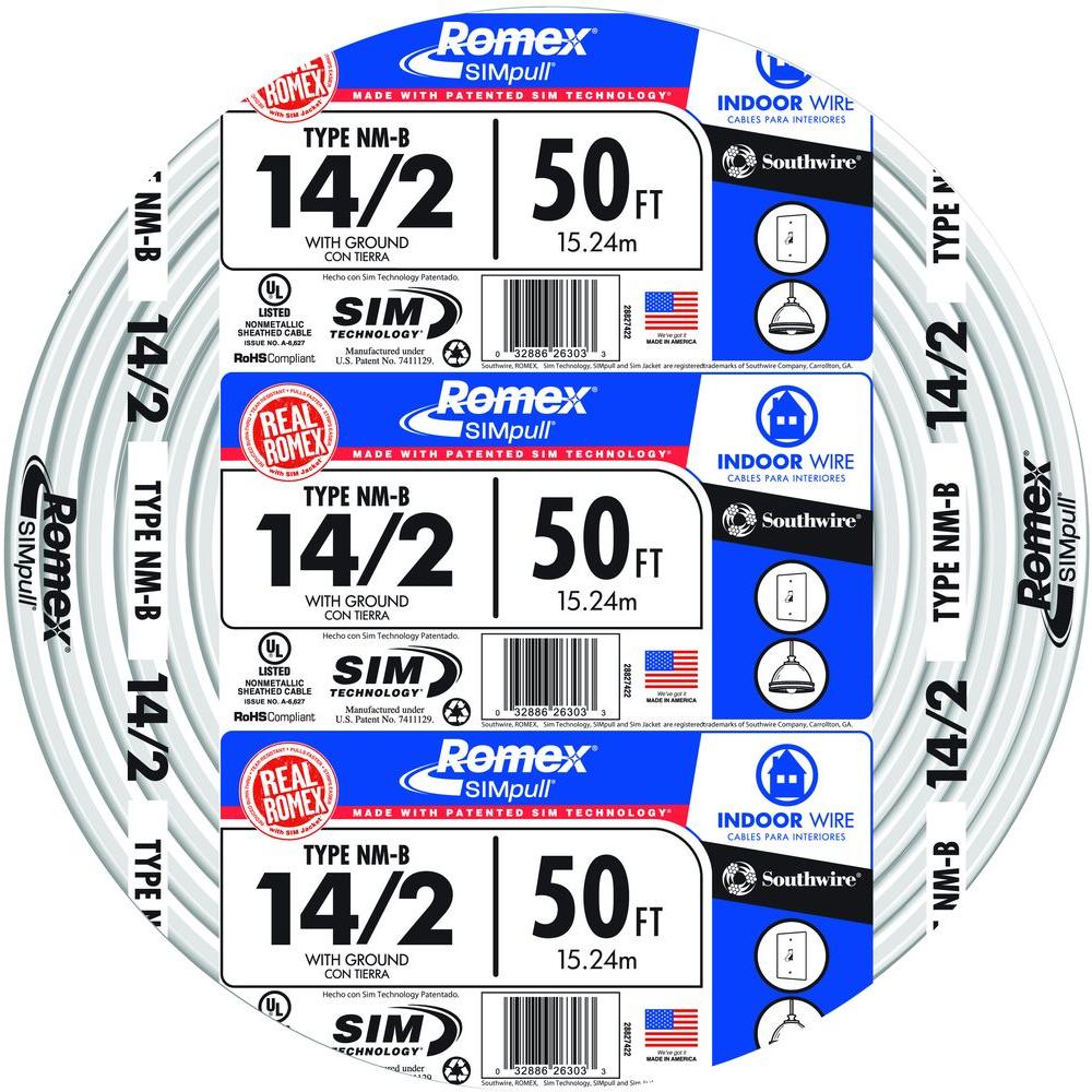 Southwire 250 Ft. 14/2 Solid Romex SIMpull CU NM-B W/G Wire-28827455 ...