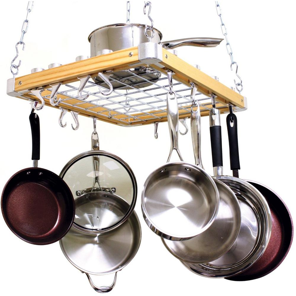 Cooks Standard Ceiling Mounted Wooden Pot Rack Nc 00268 The Home