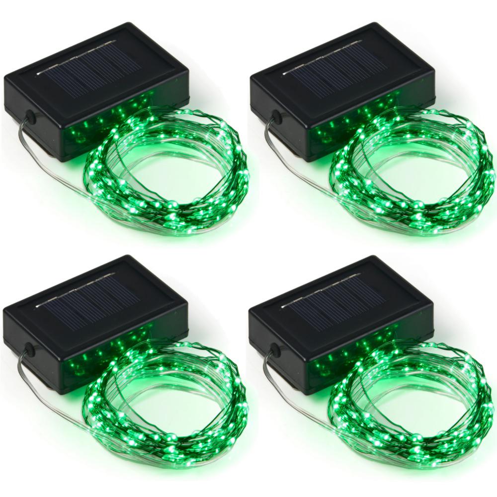 20 ft. 100Micro LED Solar Powered Copper Wire Green String Light (4