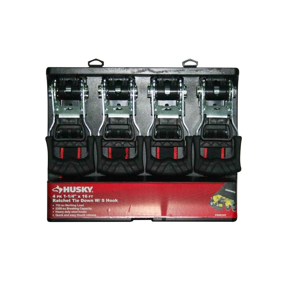 Husky 1 in. x 12 ft. Ratchet TieDown (4Pack)FH0829 The Home Depot