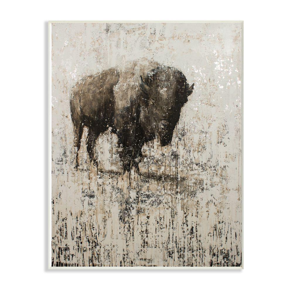 The Stupell Home Decor Collection 12 In X 18 In Sepia Lone Buffalo Distressed Surface Painting By Matt Flint Wood Wall Art Aap 288 Wd 12x18 The Home Depot