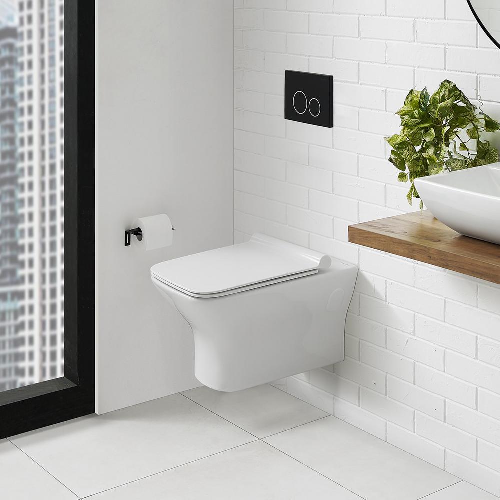 Swiss Madison Carre 0.8/1.28 GPF Dual Flush Elongated Wall Hung Toilet