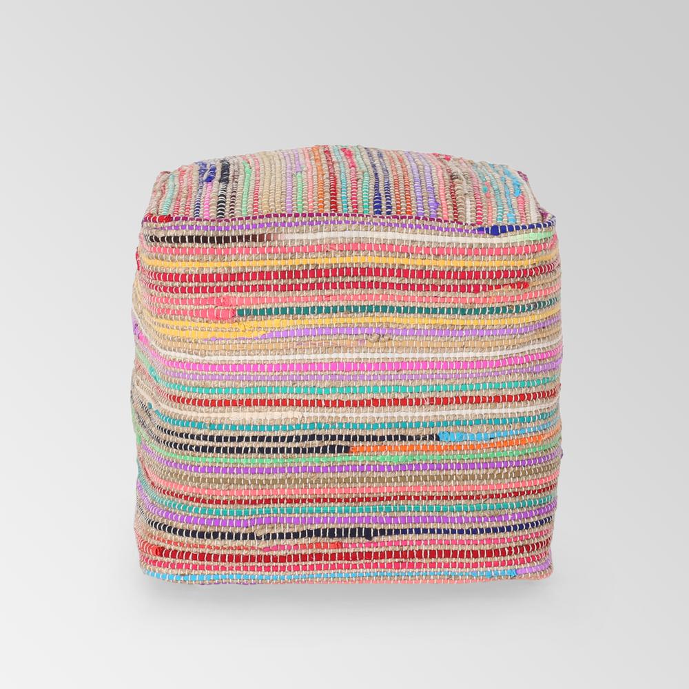 Noble House Paisley Multicolored Cube Pouf-69594 - The ...