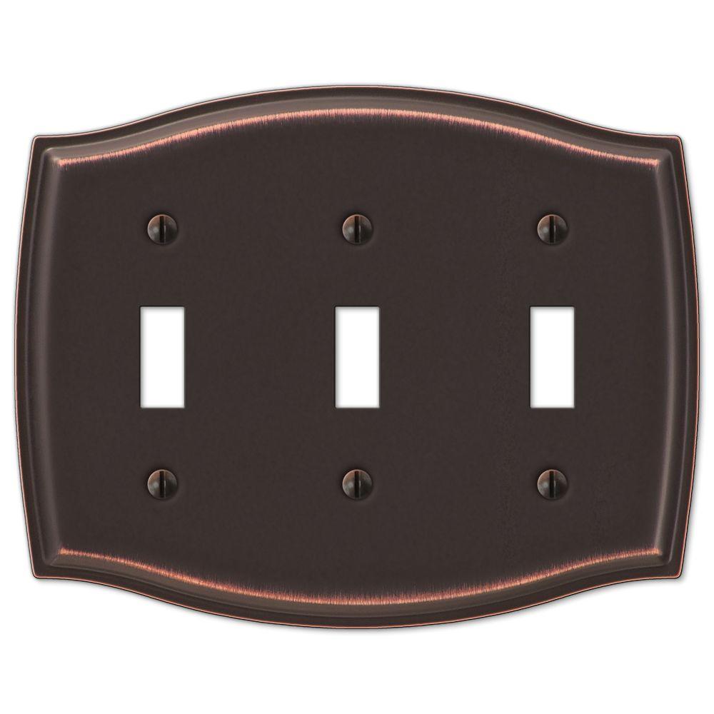 Amerelle Vineyard 3 Gang Toggle Steel Wall Plate Aged Bronze Amerelle Vineyard 3 Gang Toggle Steel