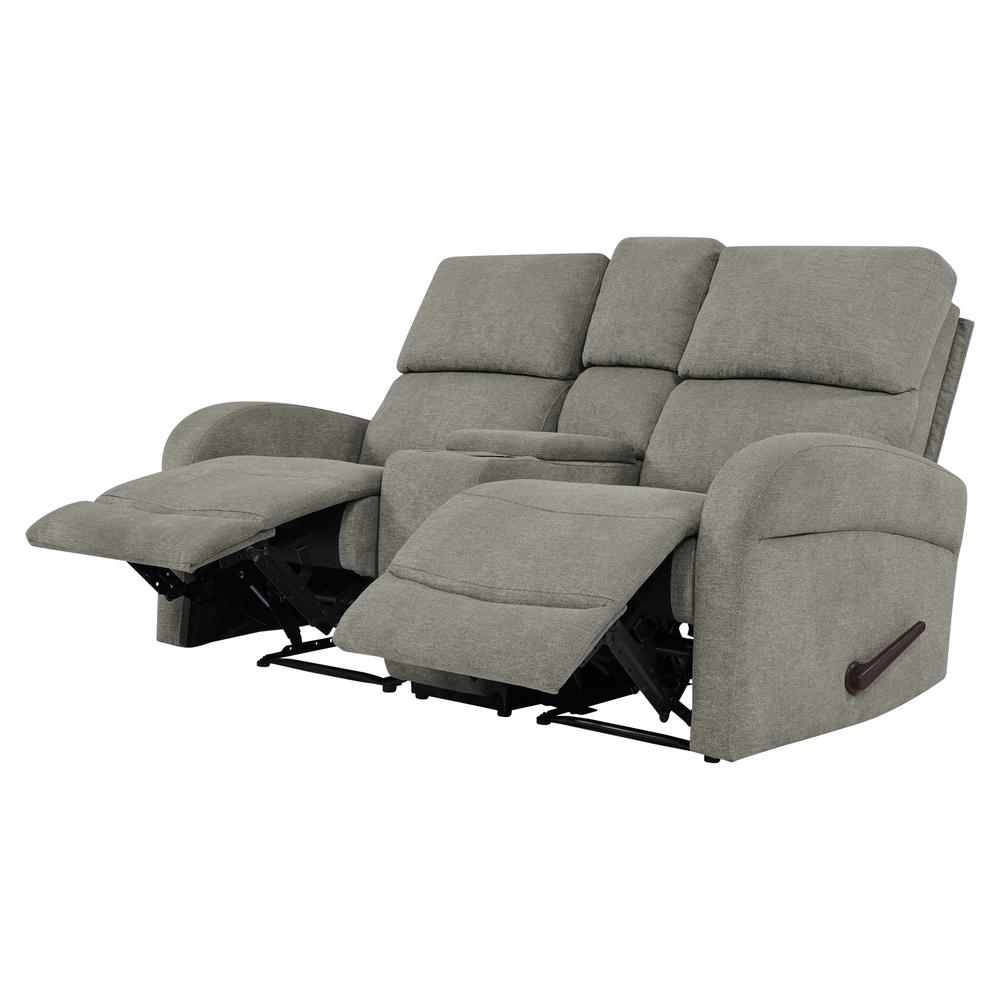 Prolounger Warm Gray Chenille 2 Seat Recliner Loveseat With