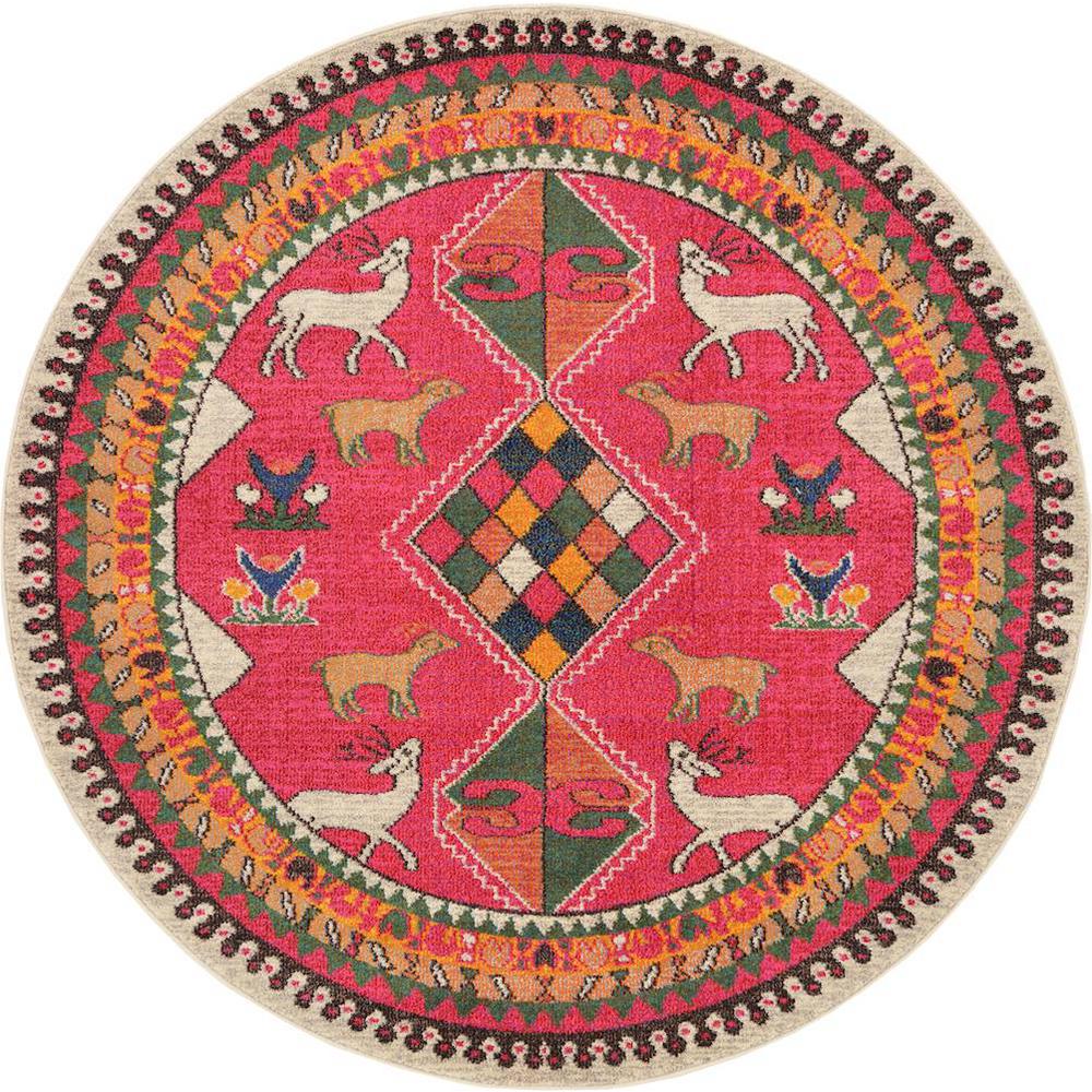 Unique Loom Sedona Pink 6 ft. x 6 ft. Round Area Rug3127780 The Home