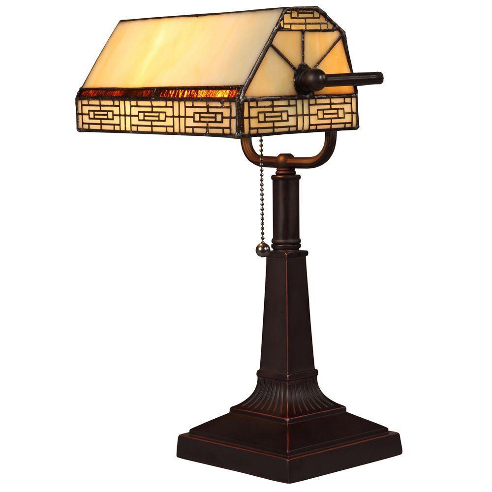 Hampton Bay Addison Banker's 16.25 in. Oil Rubbed Bronze Desk Lamp with