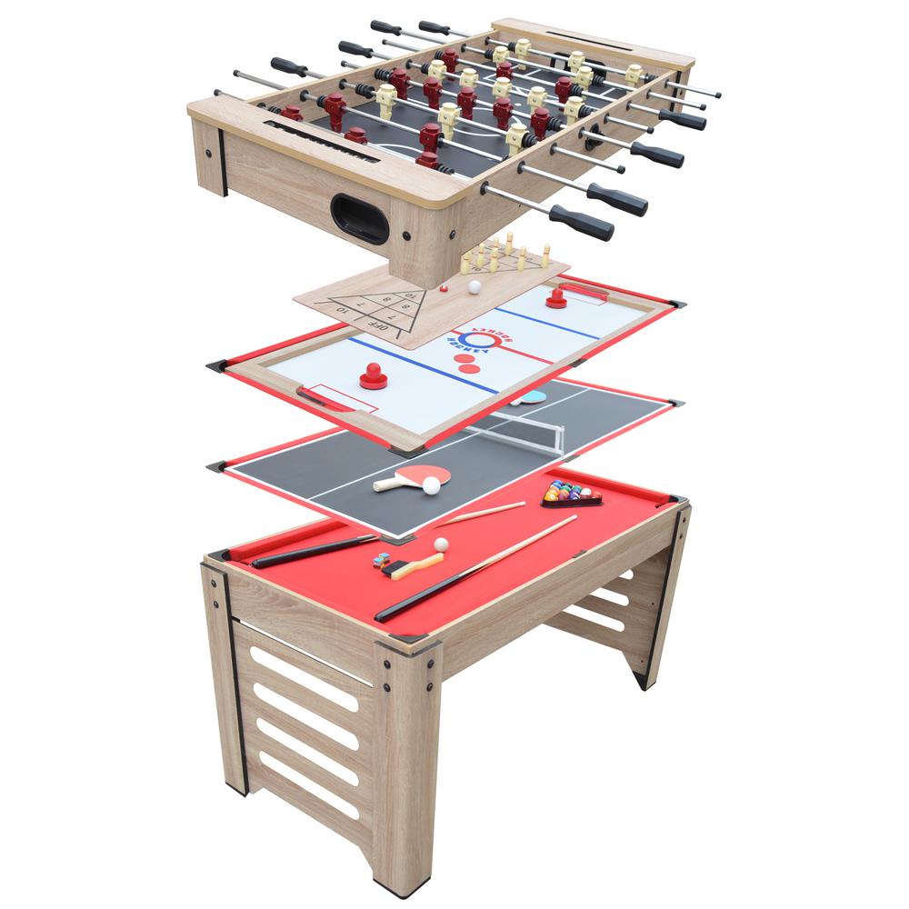 Hathaway 54 In Madison 6 In 1 Multi Game Table With Foosball Glide Hockey Table Tennis Billiards Backgammon And Chess