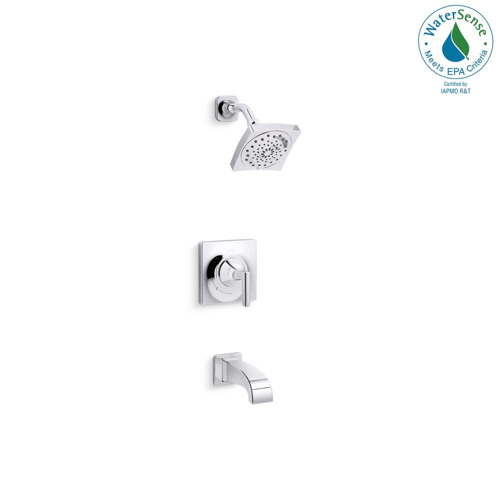KOHLER Rubicon 1Handle 3Spray WallMount Tub and Shower Faucet in Polished Chrome (Valve