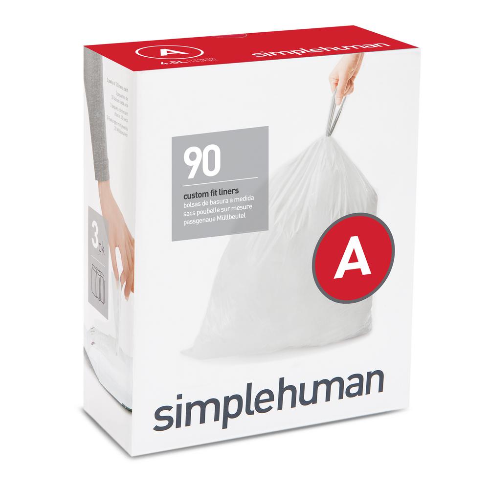 simplehuman 1.2 Gal. Custom Fit Trash Can Liner, Code A (90-Count) (3