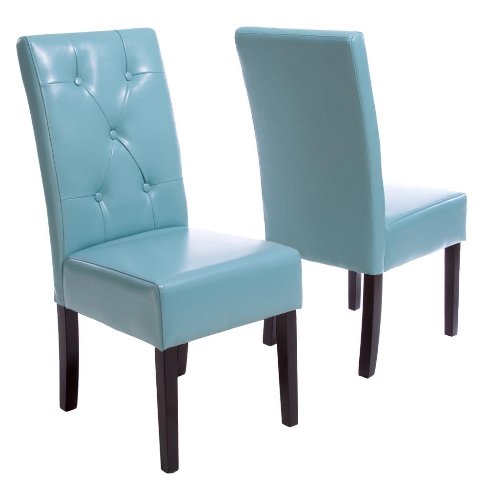 Noble House Taylor Teal Blue Bonded Leather Dining Chair ...