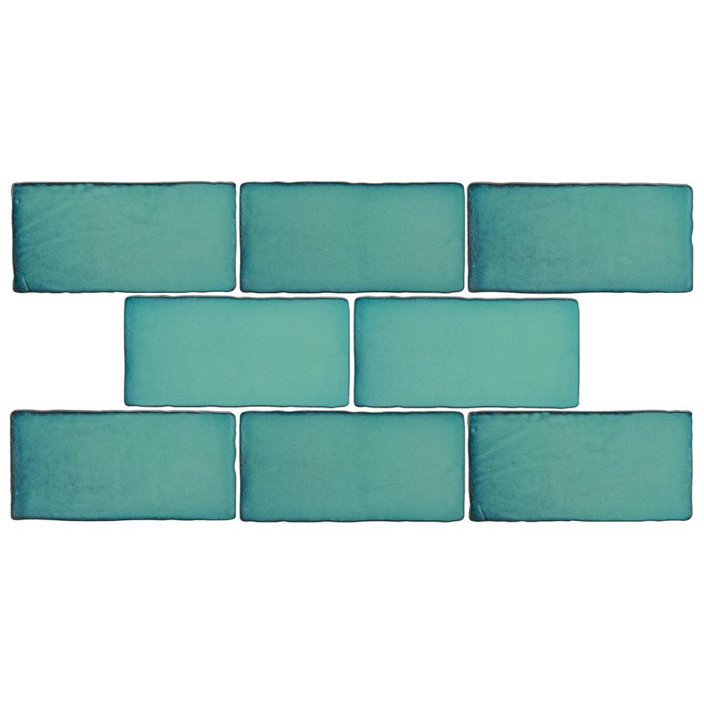 Subway Turquoise Aqua Tile Flooring The Home Depot Antic Special Lava Verde 3 In X 6 Ceramic Wall Tile 1
