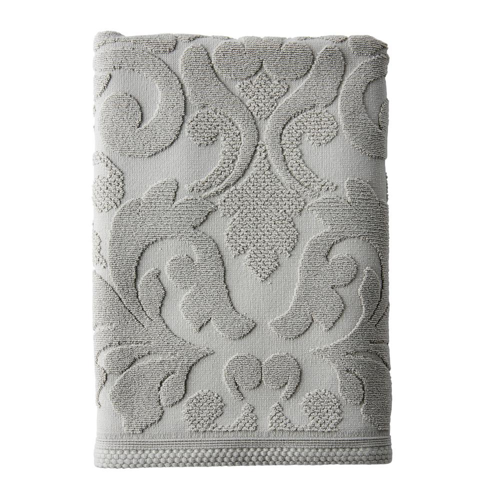 grey and white geometric bath mat