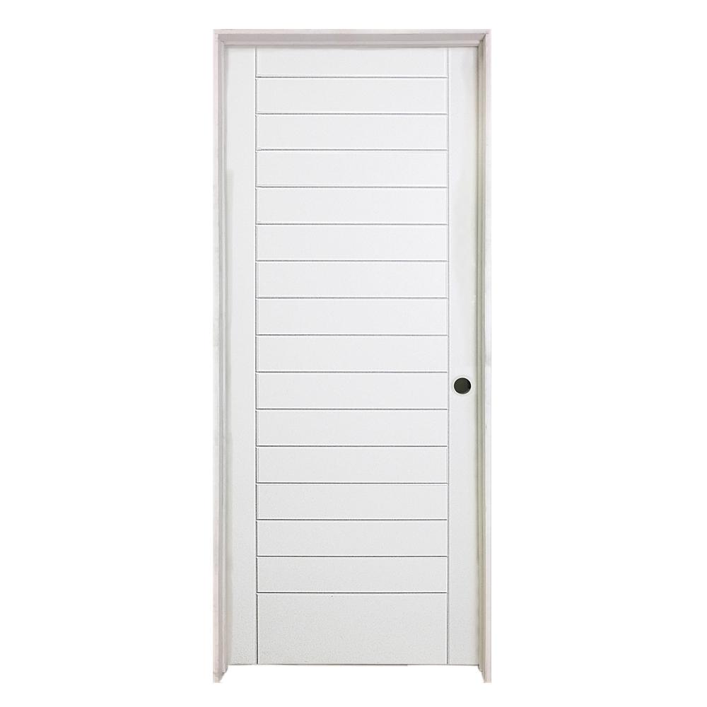 Steves and Sons 32 in. x 80 in. Stacked Primed White Barn Door Style ...