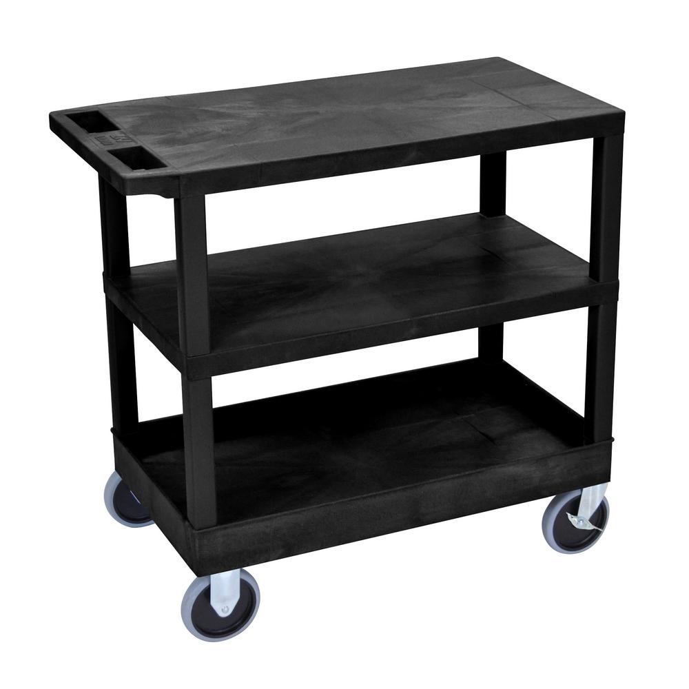 29 Inch 3-Tray 0-Drawer Rolling Tool Utility Cart Wheel Locks Steel Storage