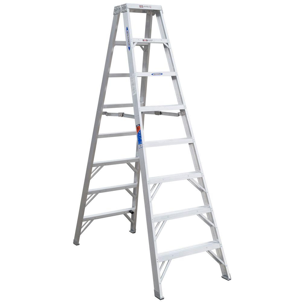 Werner 10 Ft. Aluminum Step Ladder With 300 Lbs. Load Capacity Type IA ...