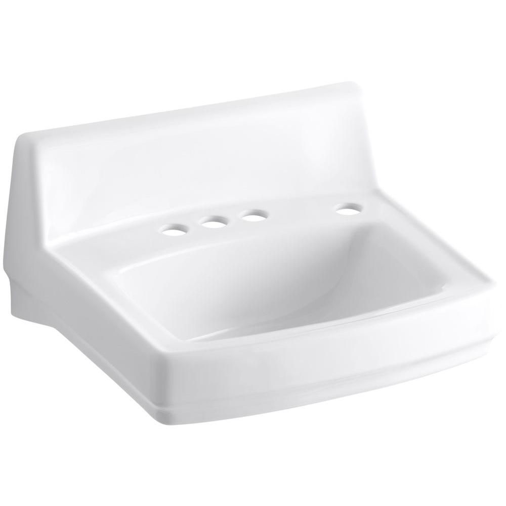 Kohler Greenwich Wall Mount Bathroom Sink In White K 2032 R 0 The Home Depot