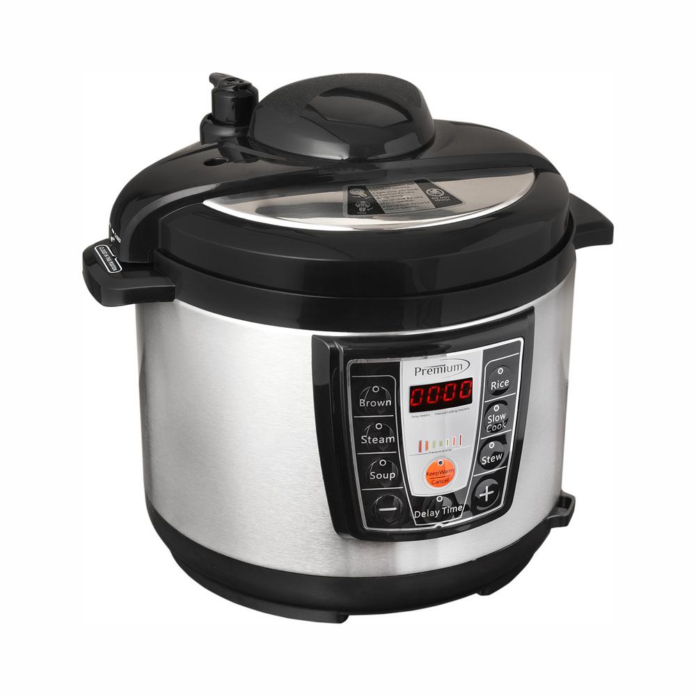 PREMIUM 5.2 Qt. Black and Silver Electric Pressure Cooker with Browning ...