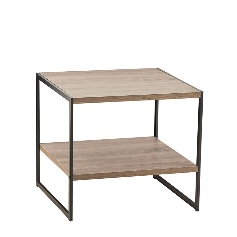 Mixed Material Storage Furniture 18 9 In W X 8 D Gray End Table With Decorative Shelf